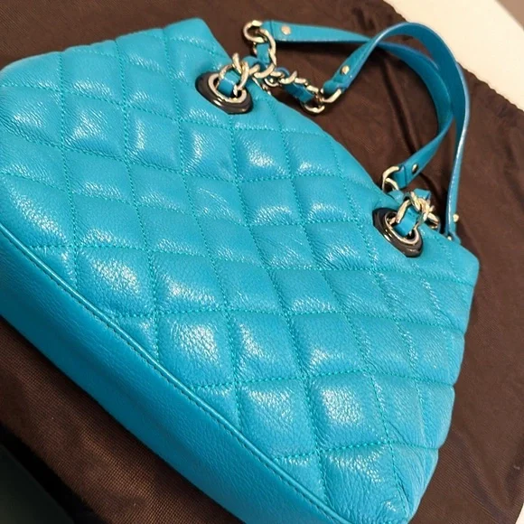 KATE SPADE Sm Maryanne Gold Coast mid teal hand bag quilted original dust bag - Picture 6 of 16